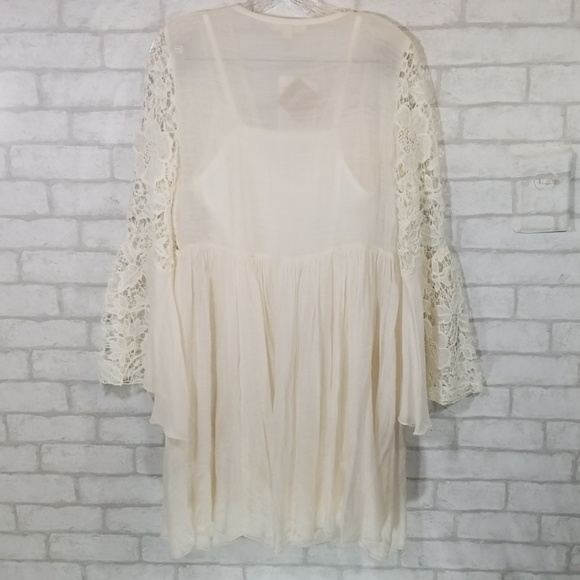 Rebellion again daisy crochet boho ivory dress L - Picture 4 of 8